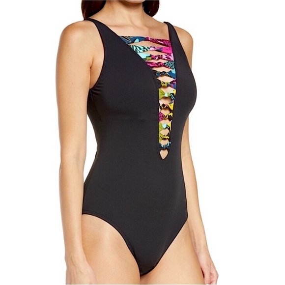 Bleu Rod Beattie Jungle Book Knotted Plunge One Piece Swimsuit SZ 6 NWT - Picture 2 of 6